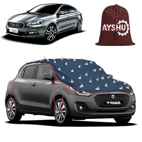 Image of AYSHU Water-Resistant Spike Car Cover for Fiat Viaggio - Protects from Dogs, Monkeys, Dust, Sunlight & UV - Full Roof Universal Fit