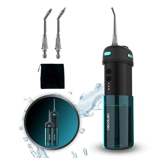 Cecotec Irrigador Dental Pórtatil Toothcare Jet Splash. Irrigador Compacto y Ligero de Viaje Con 3 Modos y Hasta 8 Intensidades, 150 Ml de Capacidad y 2 Boquillas Intercambiables, IPX7, Impermeable
