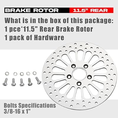11.5''Rear Brake Rotor for Harley Davidson Touring Sportster Dyna and Early Super Glide Softail Great Performance Superior Heat Dissipation Brake part, Mirror-Polished Stainless Steel Rotors