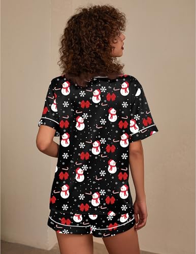 Image of Ekouaer Silk Pajama for Women Short Sleeve Satin Pj Set Two Piece Soft Sleepwear Loungewear S-XXL
