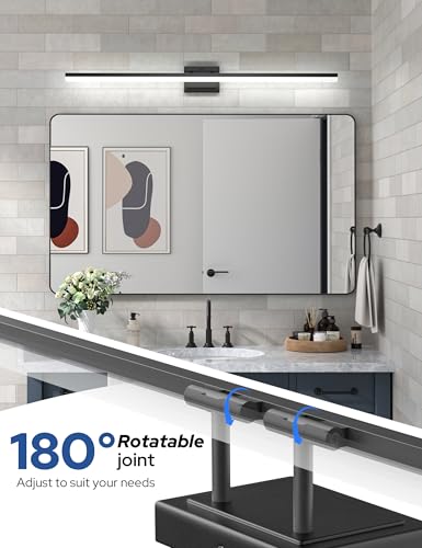 Image of VOLISUN Modern Bathroom Vanity Light 48 inch, 40W Dimmable 5CCT Led Bathroom Light Fixture Over Mirror, Black Bar Vanity Light for Bathrooms Mirror Cabinets Bedroom