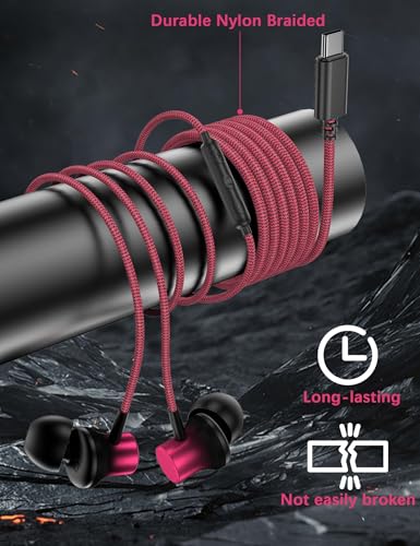Image of ACAGET USB C Headphones for Samsung Galaxy S25 S24 FE S23 S22 Ultra Wired Earbuds for iPhone 16 Pro