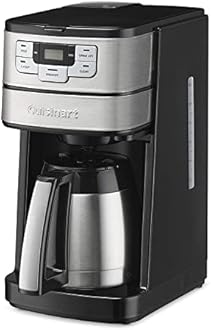 Cuisinart Automatic Grind & Brew 10-Cup Coffee Maker with Blade Grinder, Programmable Coffee Machine Glass Carafe with 1-4 Cup Setting, Brew Pause, Grind-Off Option, DGB-450NAS, Black/Stainless Steel