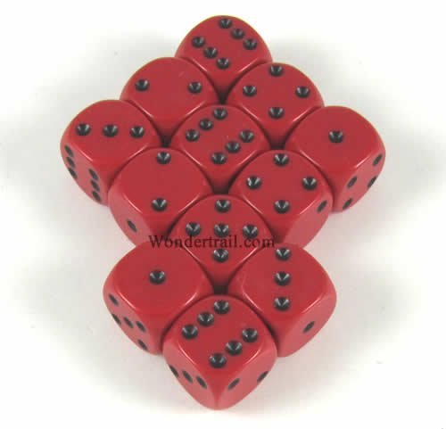 Red Dice with Black Pips D6 12mm (1/2in) Pack of 12 Wondertrail WCX25814E12