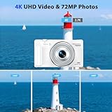 Digital Camera 4K, 72MP Autofocus Vlogging Camera for YouTube with 18X Digital Zoom, 2.8" 270°Flip Screen Compact Travel Cameras with 64GB Card & Battery for Teens Beginners Photography - Image 2