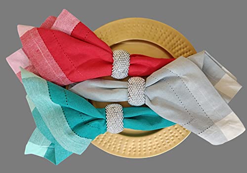 Farmhouse Cloth Napkin Set Of 6 100% Cotton Dinner Napkin Double Holes Size 20"X 20" Color Multicolour #TOP3