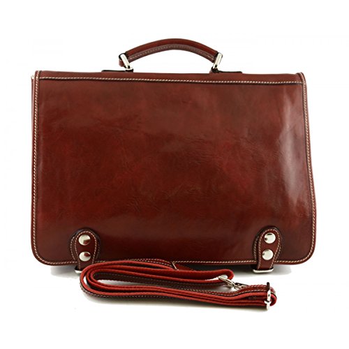 Cartable cuir véritable rouge professionnel idéal pour vos réunions et déplacements
