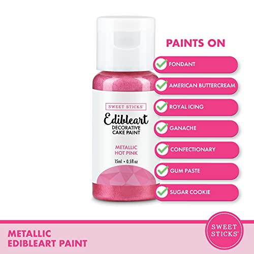 Image of Sweet Sticks Edible Art Decorative Cake Paint 0.5 Ounce (15 Milliliters), Metallic Hot Pink