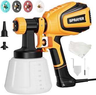 Paint Sprayer, 700W HVLP Spray Gun with Cleaning & Blowing Joints, 4 Nozzles and 3 Patterns, Easy to Clean, for Furniture, Cabinets, Fence, Walls, Door, Garden Chairs etc. VF803