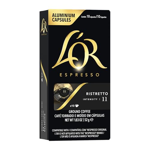 L'OR Espresso Ristretto Coffee Pods x10 Intensity 11 (Pack of 10, Total 100 Capsules)