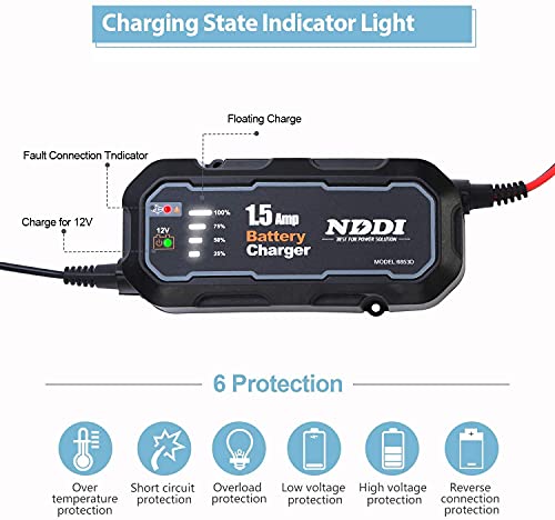 Image of NDDI 1.5A Fully-Automatic Car & Motorcycle Battery Charger