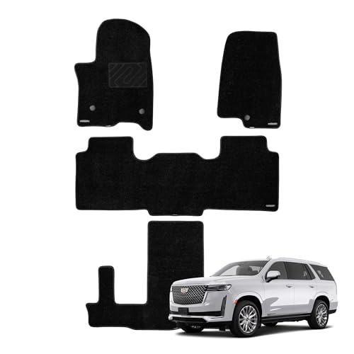WENNEBIRD Superior Carpet Floor Mats for 2021-2026 Cadillac Escalade 7 Seats (Not for 8 Seats & ESV) 0.6-Inch Ultra-Thick Noise-Reducing All-Weather Waterproof Anti-Slip 4-Pc Set