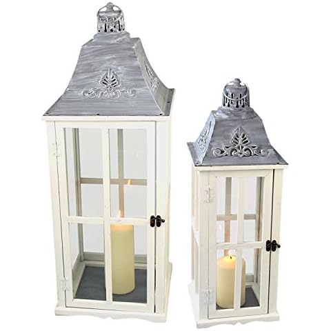 2tlg. Laternen Set Stalllaterne H75/58cm Windlicht Kerzenleuchter Kerzenhalter Gartenleuchte Dekoration Tischdekoration Cover