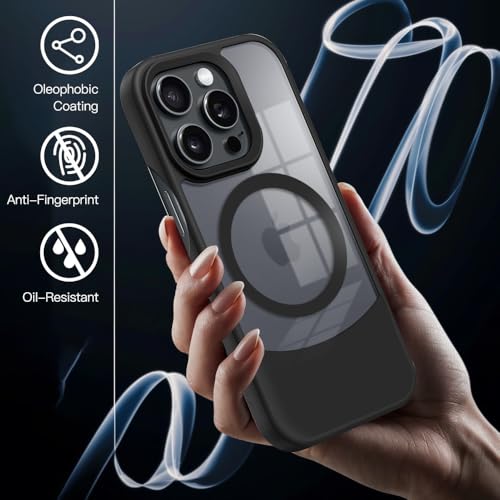Image of KARWAN️Ultra-Hybrid Shockproof Back Cover with Mag-Safe Case foriPhone 15 Pro | Camera Protection Bump |Shockproof Back Cover Case for iPhone 15 Pro (PC & TPU, Smoked Matte Sides) Black