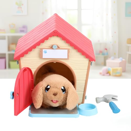 Little Live Pets – My Puppy's Home: interaktiver Hund mit DIY-Hundehütte zum Selbstaufbauen und spannendem Überraschungsmoment. Über 25 Verschiedene Geräusche und Reaktionen, Spielmuster wiederholbar