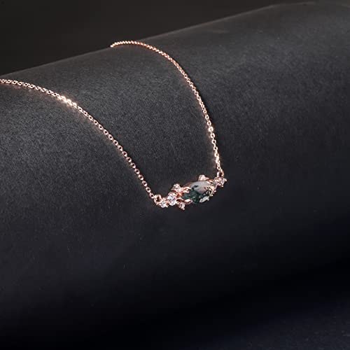 Gem'S Beauty Gifts For Her 0.97Ctw Marquise Cut Moss Agate Pendant Necklace In 925 Sterling Silver Women'S 14K Rose Gold Necklaces thumb #5