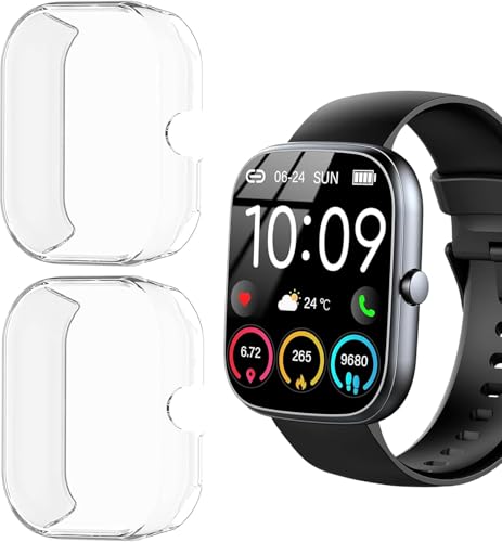 Blueshaweu for uaue Smart Watch Case, Soft Slim TPU All Around Protective Shell Anti-Scratch Bumper Cover Case Compatible with uaue T60,Dyurwa T60,CASCHO T60,Matast T60 1.91 Smartwatch (Clear+Clear)