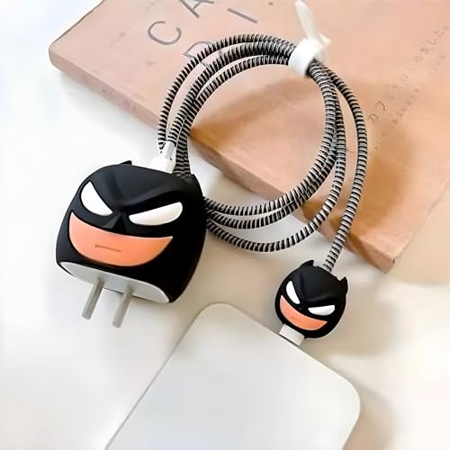 VEROX 3D Pattern Compatible with Apple Charger Protector iPhone Charger Case and Adapter Cover Wire Cover for 18W & 20W | Cute Case Protector -Batman
