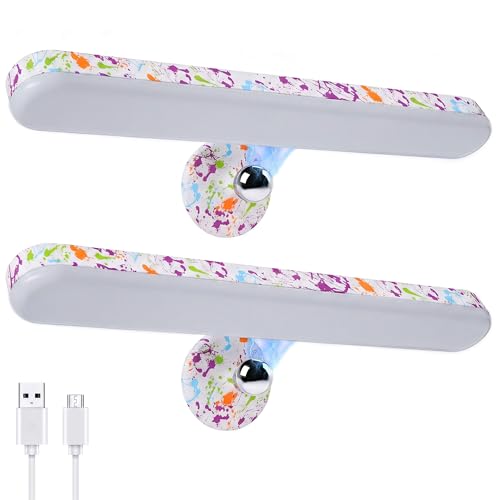 Image of Benreom 2 Pack Wireless Vanity Lights for Mirror, Rechargeable Battery Operated Makeup Light, Adjustable Color Brightness & Angle Light Bar, Magnetic Stick on LED Lighting Bathroom Decor Accessories