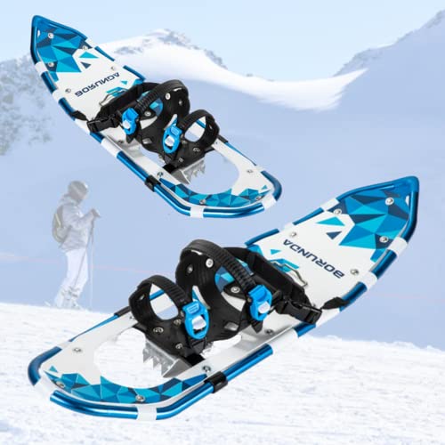 軽量スノーシューズ + 防水レッグゲートル + 耐衝撃調節可能なトレッキングポール スノーシュー + 無料キャリーバッグ(三角形) (ブルー、長さ30インチ) 8枚目