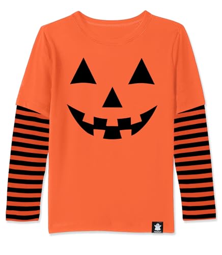 BesserBay Unisex Kids Halloween Funny Stripe Tee Shirts Long Sleeve Cute Patchwork Top 4-12 Years
