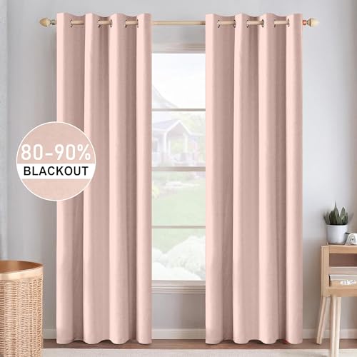 Image of Cortina 80-90% Blackout Solid Door Curtains 8 Feet Set of 2 - Thermal Insulated | Curtain for Living Room | Drapes for Bedroom | (8 Feet, Pink)