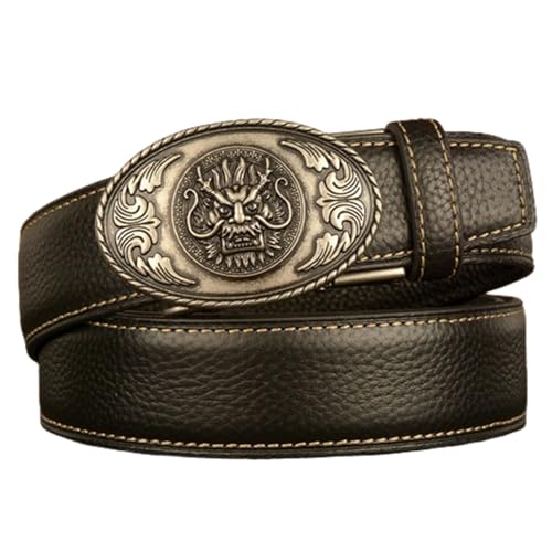 Ceinture cuir homme noir marron automatique cliquet loup silver wolf jean