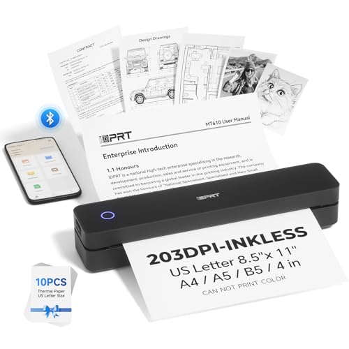 iDPRT Portable Printer Wireless for Travel - Bluetooth Mobile Printer Support for 8.5'x11' US...