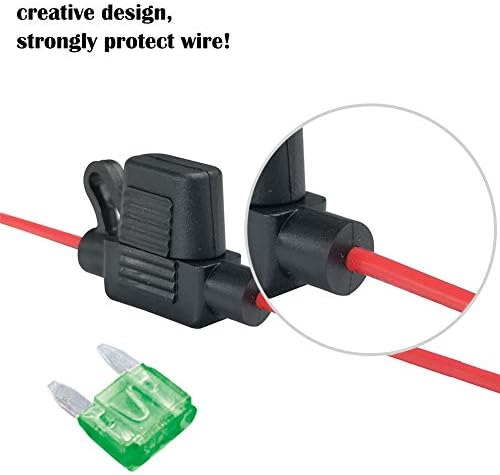 VANTRONIK Waterproof Inline Fuse Holder 5 Pack for MINI Blade Fuse in in Vehicle/Boat/RV/Tractor,18 Gauge AWG Wire, 12 Inches Long