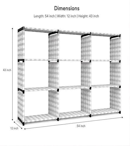 Image of NUMENN 9-Rack Portable Bookshelf Organizer | Multipurpose Fabric Bookcase with Durable Plastic Frame | Open Display Storage Rack for Living Room, Bedroom, Study & Office (9 Layer with Cover)