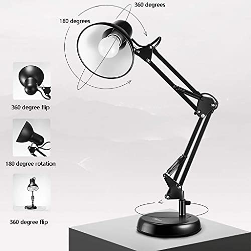 Lampe de bureau pliable noire E27 pour lecture et chevet - 6