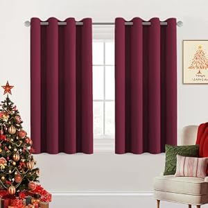 H.VERSAILTEX Christmas Blackout Curtains Premium Blackout Thermal Insulated Room Darkening Curtains for Bedroom/Living Room - Classic Grommet Top (2 Panels, Burgundy, 52 Inch by 45 Inch)