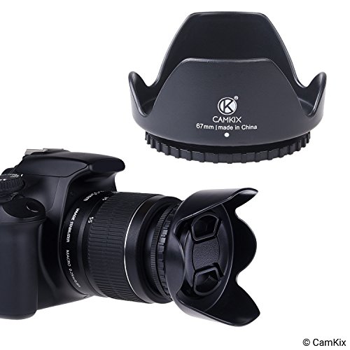 67Mm Set Of 2 Camera Lens Hoods And 1 Lens Cap - Rubber (Collapsible) + Tulip Flower - Sun Shade/Shield - Reduces Lens Flare And Glare - Blocks Excess Sunlight (67 Mm, Rubber Hood + Tullip Hood + Cap) #TOP3