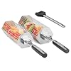 Hexagonal Rolling Grilling Basket Set, 2 PCS Stainless Steel BBQ Grill Baskets with Removable Wooden Handles, Large & Small Nestable Design for Outdoor Camping, Ideal for Vegetables, Meat & Seafood on Gas/Charcoal Grill #4