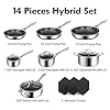 SNOWCLAD Pots and Pans Set Non Stick, 14 Pcs Hybrid Stainless Steel Cookware Sets, Non Stick Frying Pans, Saucepans, Saute Pan & Stock Pot, PFOA Free Kitchen Skillet,Induction Compatible #3