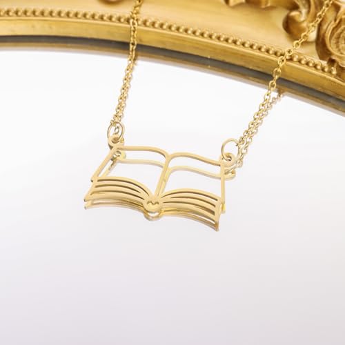 Kivosliviz Book Jewelry for Women Gifts Book Club Bookish Stuff Readers and Books Lover Necklace Book Merch4