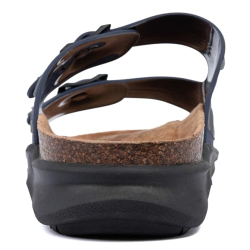Image of Nautica Men's Sandals - Casual Slides with 2 Adjustable Buckle Straps and Cork Footbed for Ultimate Comfort and Style (Regular /Wide Width, Big Size)