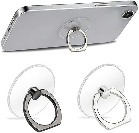 Sibba Cell Phone Rings Holder Hooks 2 PCS Hand Grip Car Mount Accessories Kickstand Case Finger Stand Supports Cellphone Socket Attachment Back Loop Sticky Rotation Strap Adjust Angles for Smartphone