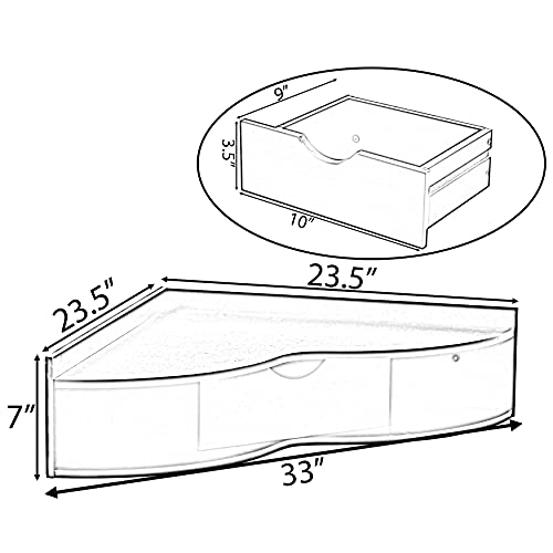 Image of Basicwise Wall Mounted Folding Table with Drawer - Floating Space-Saving