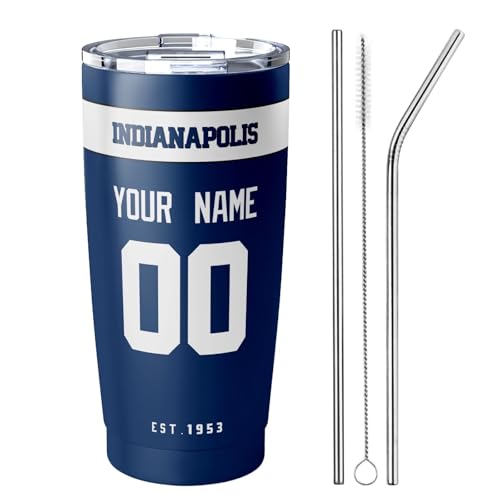 Image of ANTKING Indianapolis Tumbler 20 oz Travel Coffee Cup Custom Name Number for Men Women Boy Gifts