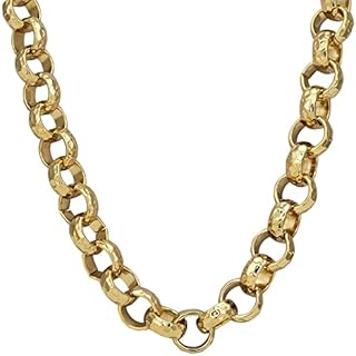 THE BLING KING 12MM Gold Diamond Cut Pattern Belcher Chain Necklace, Luxury Finish and Detailing 18K Real Gold Plated Jewellery, Chunky Premium Belcher Chain for Men & Women (Length: 20 Inches)
