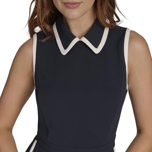 Image of Tommy Hilfiger Women's Pocketed Collared Contrast Sleeveless Dress