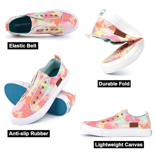 JENN ARDOR Womens Fall Slip On Fashion Sneakers No Laces Comfortable Casual Low Canvas Sneakers Flats Walking Shoes — view 5