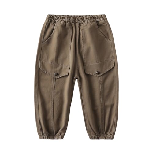 Boys Cargo Pants Casual Pull On Elastic Waist Trousers with Multi Pockets Trendy Lounge School Pants for Boys 3-9Y