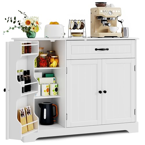 Xbro Aparador de Cocina con Cajón y Puertas, Mueble Auxiliar de Almacenaje con Estantes, para Cocina, Salón o Comedor, de Estilo Moderno, 105×40×84,5 cm