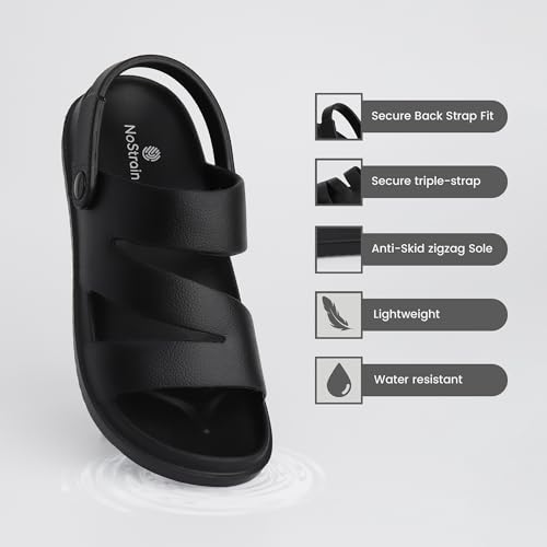 Image of NoStrain Men's Waterproof Sandals with Back Strap | Casual Floater Sandals for Man | Soft, Lightweight Slip On Slippers for Men | Comfortable Daily Wear