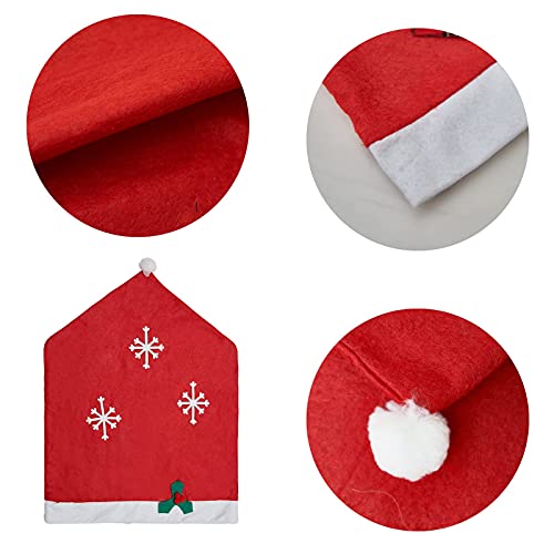 Phedrew 6Pcs Christmas Chair Covers Xmas Dining Chair Slipcovers Santa Hat Chair Back Covers For Christmas Banquet Holiday Festival Decor (Snowflake) #TOP6