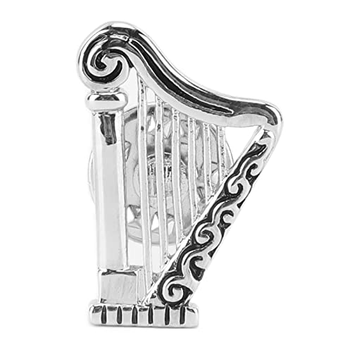 Musical Instrument Harp Brooch Stylish Innovative Silver Glossy Finish Musical Instrument Brooch Pin for Decoration Gifts