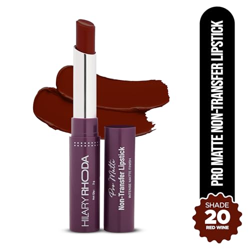 Image of Hilary Rhoda Pro Matte Non-Transfer Lipstick | Waterproof & Smudge-Proof | 12-Hour Long Stay | 24 Shades Available | Highly Pigmented Matte Finish Lipstick | 2g - (Red Wine | Shade 20)