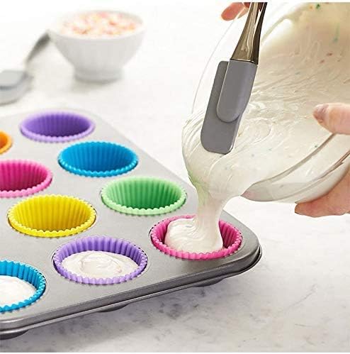 24 pcs Silicone Baking Cups, Reusable Cupcake Liners Nonstick Muffin Cups Cake Molds Cupcake Holder with 8 Rainbow Colors
